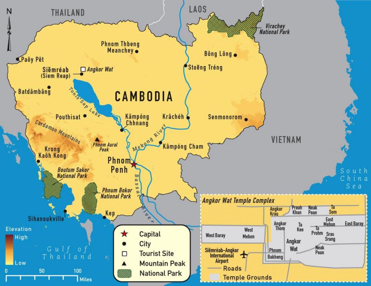 angkor mapa Cambodja