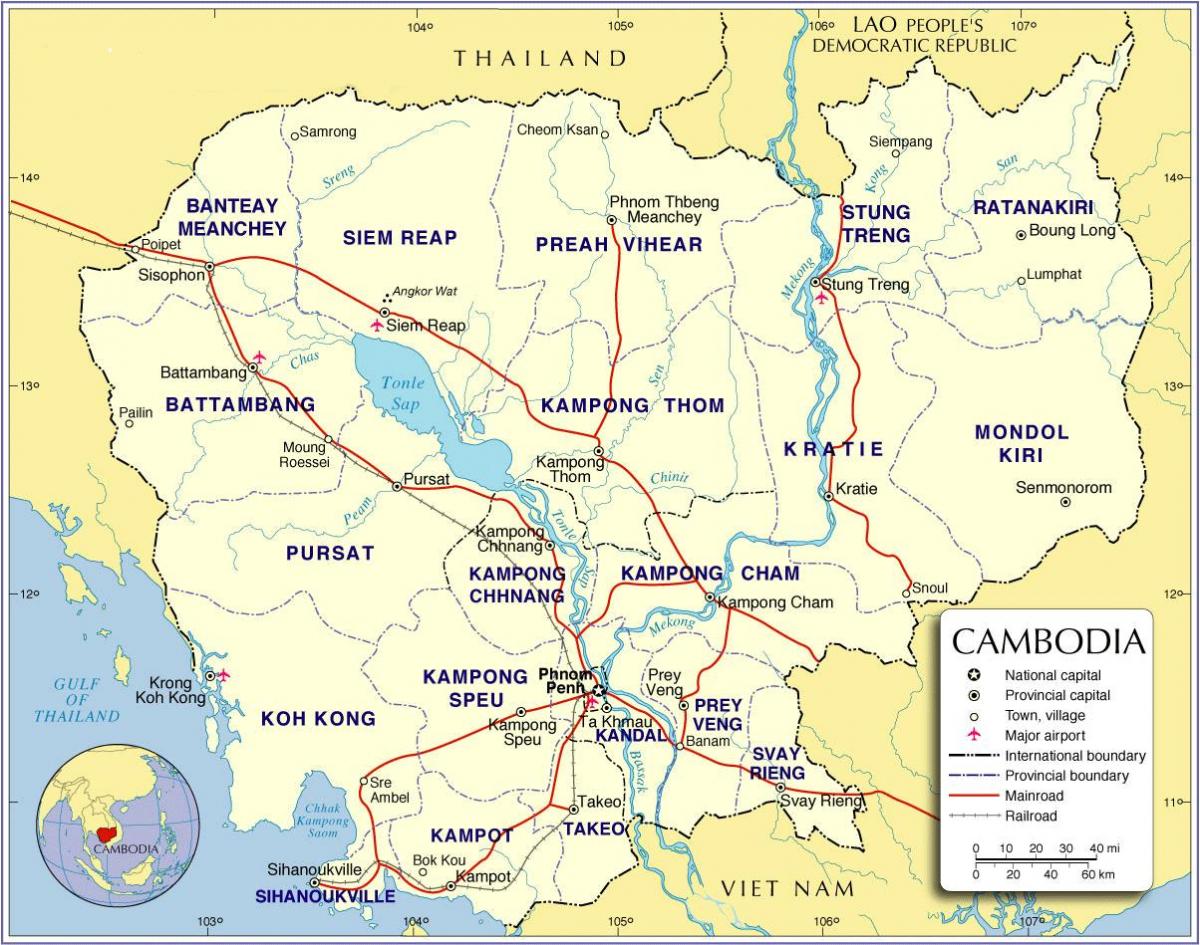 Mapa de Cambodja carretera