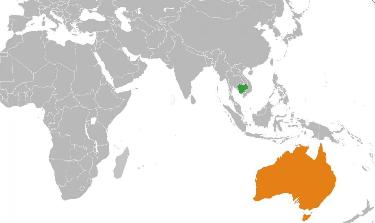 Cambodja mapa en el mapa del món